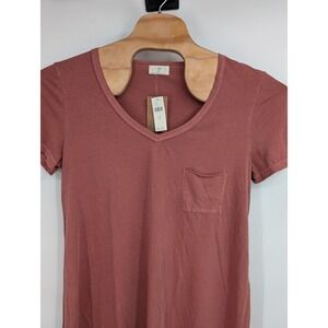 T. La Anthropologie NWT Women's V-Neck Pocket T Shirt Dress dusty‎ pink sz XL